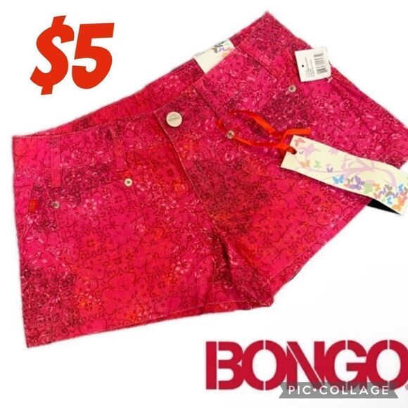 $5 ADD ON ITEM/NWT Bongo fuschia print shorts size 5 - Picture 1 of 11